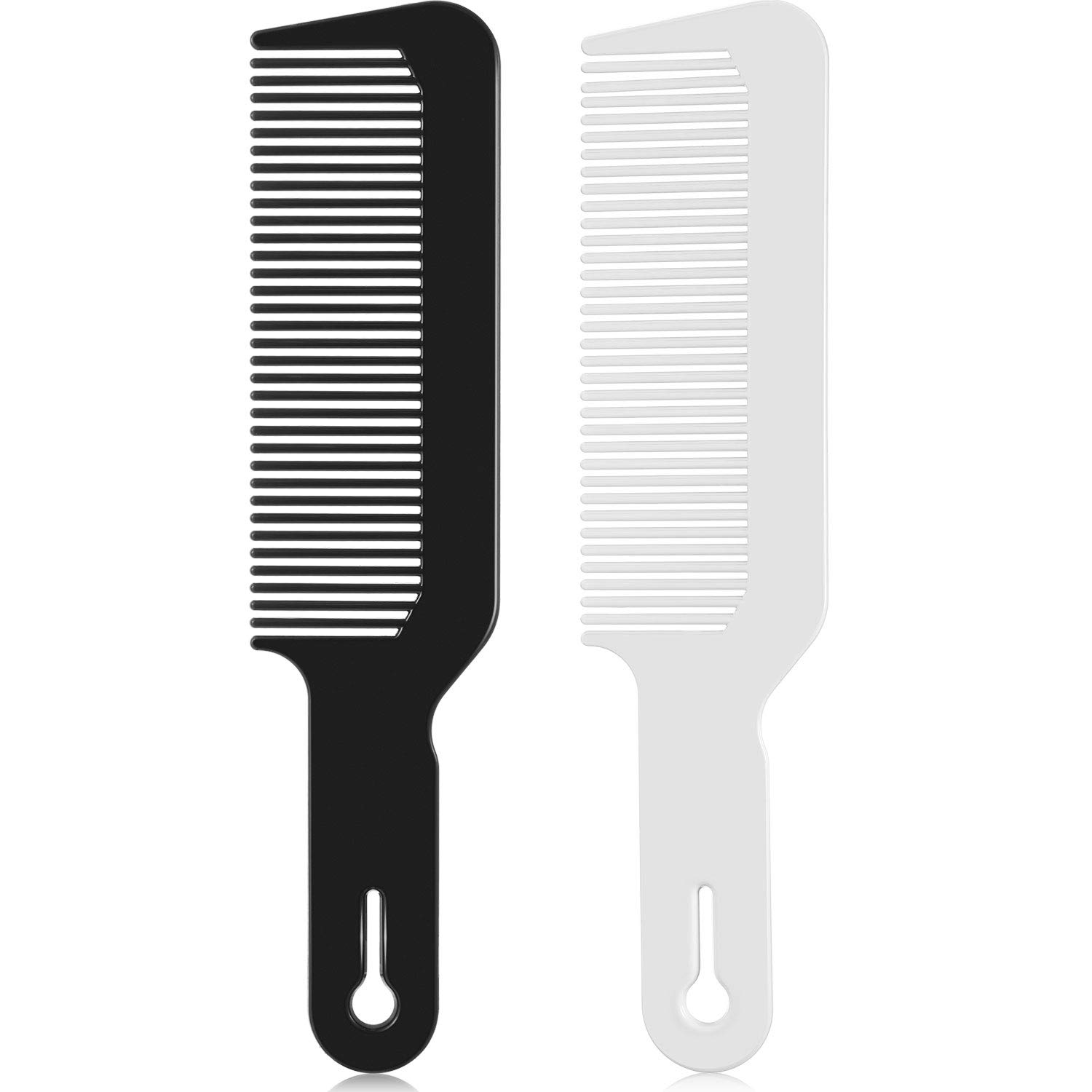 Patelai Clipper Comb, 2 Pieces Heat Resistant Flat Top Hairdressing Combs, Hair Cutting Combs for All Ages, Unisex, Plastic, Black, White