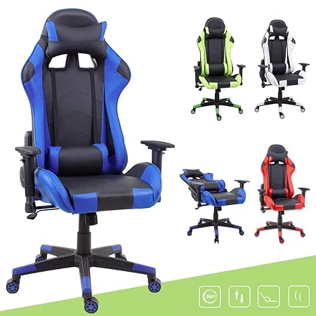 Joolihome Racing Gaming Chair Game Chair Office Chair Pu Material Tilt And Lock Function Blue Black
