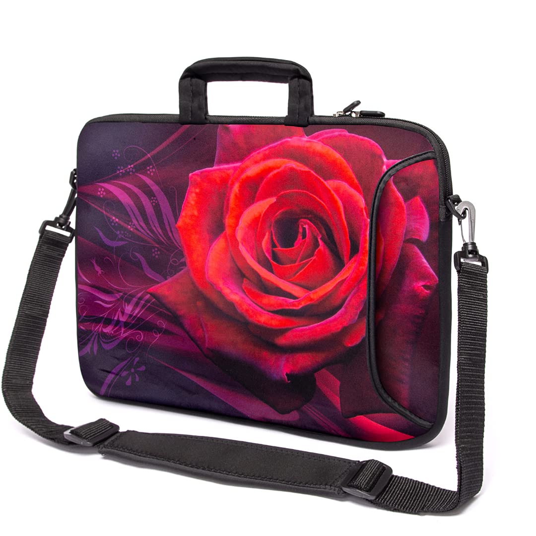 Funky Planet 15"- 15.6" inch Tablet Laptop Notebook MacBook Case Bag with Handle and Strap Pouch Protective Skin Cover Bags/Cases (Rose)