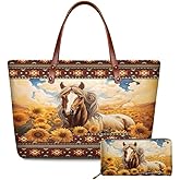 FKELYI Women's 2 Packs Handbags Set Includes Long Wallets with Large Capacity Top-Handle Bag Ladies Shoulder Totes