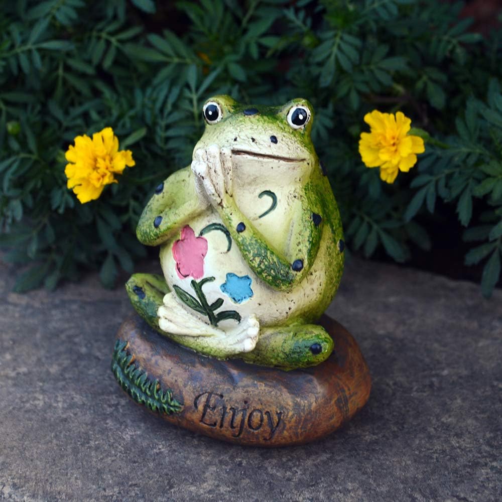 HoDrme Novelty Yoga Frog Figurine-Frog Sitting On Enjoy Stone Sculptures Office Outdoor Decor Garden Statue: Home & Kitchen
