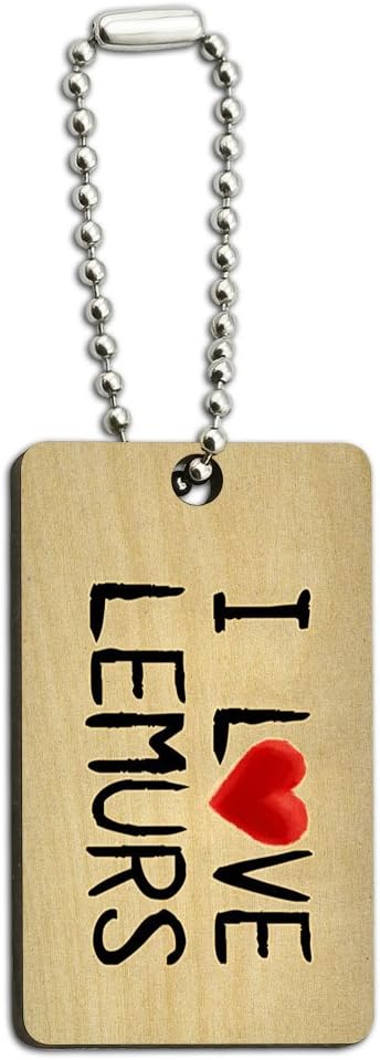 Graphics and More I Love Lemurs Written on Paper Wood Wooden Rectangle Key Chain