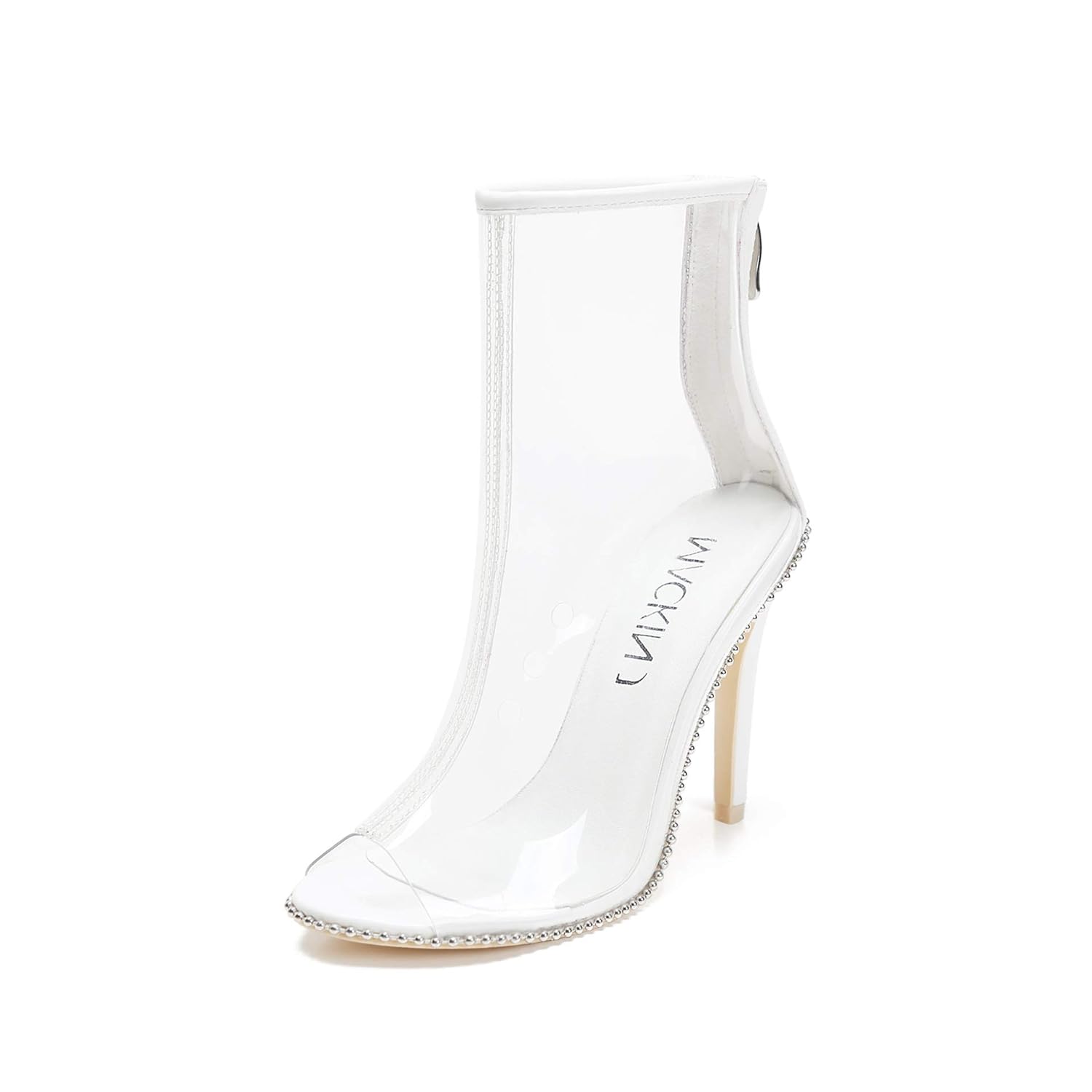 clear peep toe booties