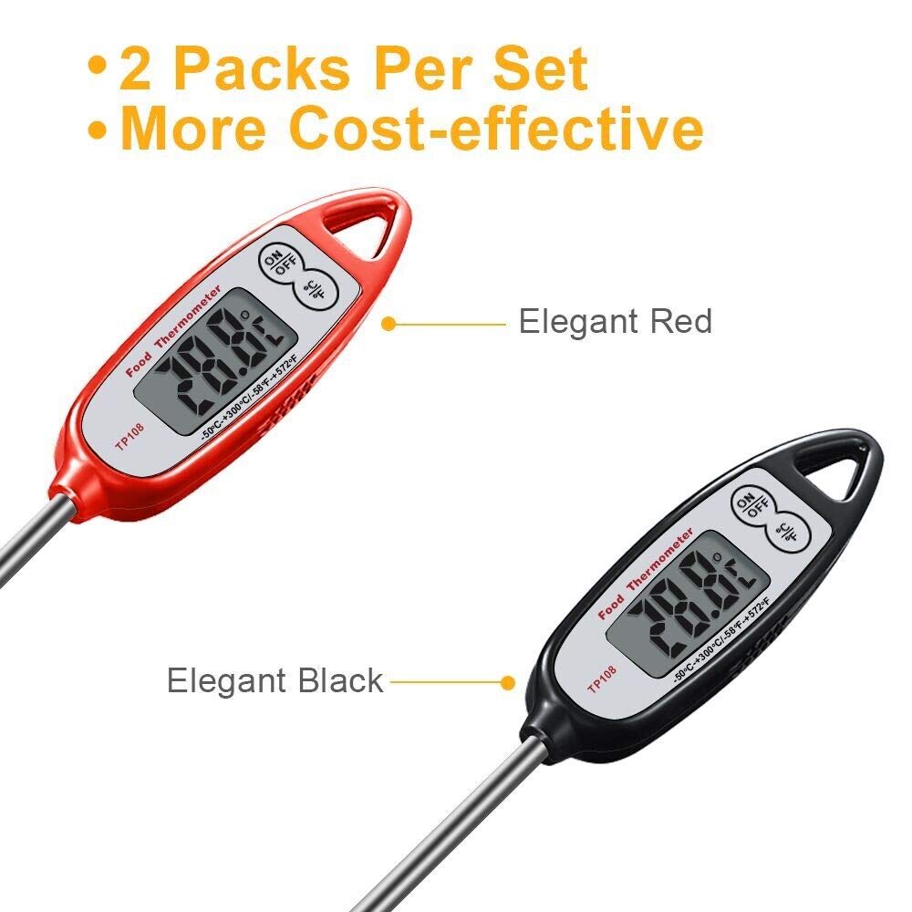 Digital Meat Thermometer, Kuger Instant Read Kitchen Thermometer for Cooking with Stainless Steel Probe, BBQ Grill Accessories (2 pack)