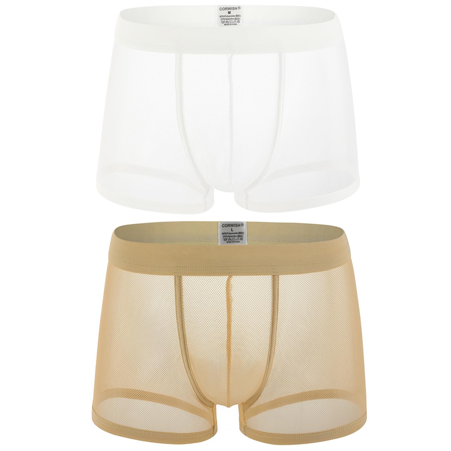 Laxier 2 Pack of Men Boxer Briefs Transparent