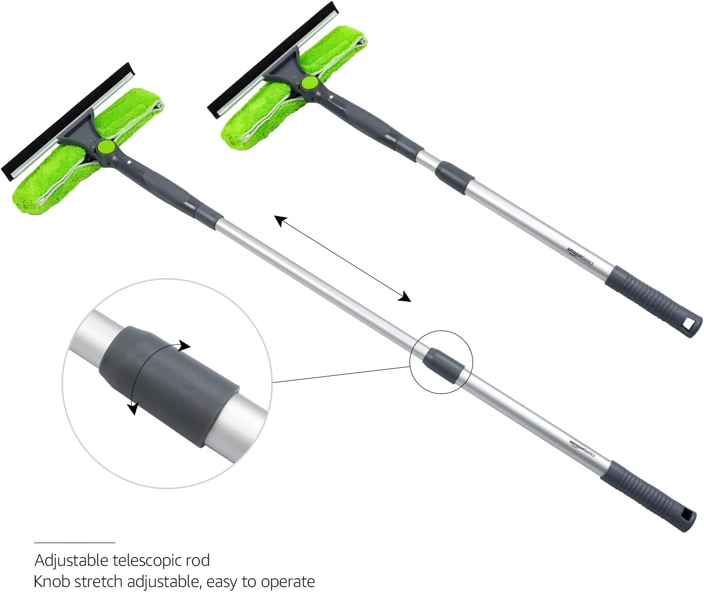 Amazon Basics Extendable Window Squeegee with 180° Rotating Head and telescopic Pole 26''-38''(66cm-96.5cm) - Image 4