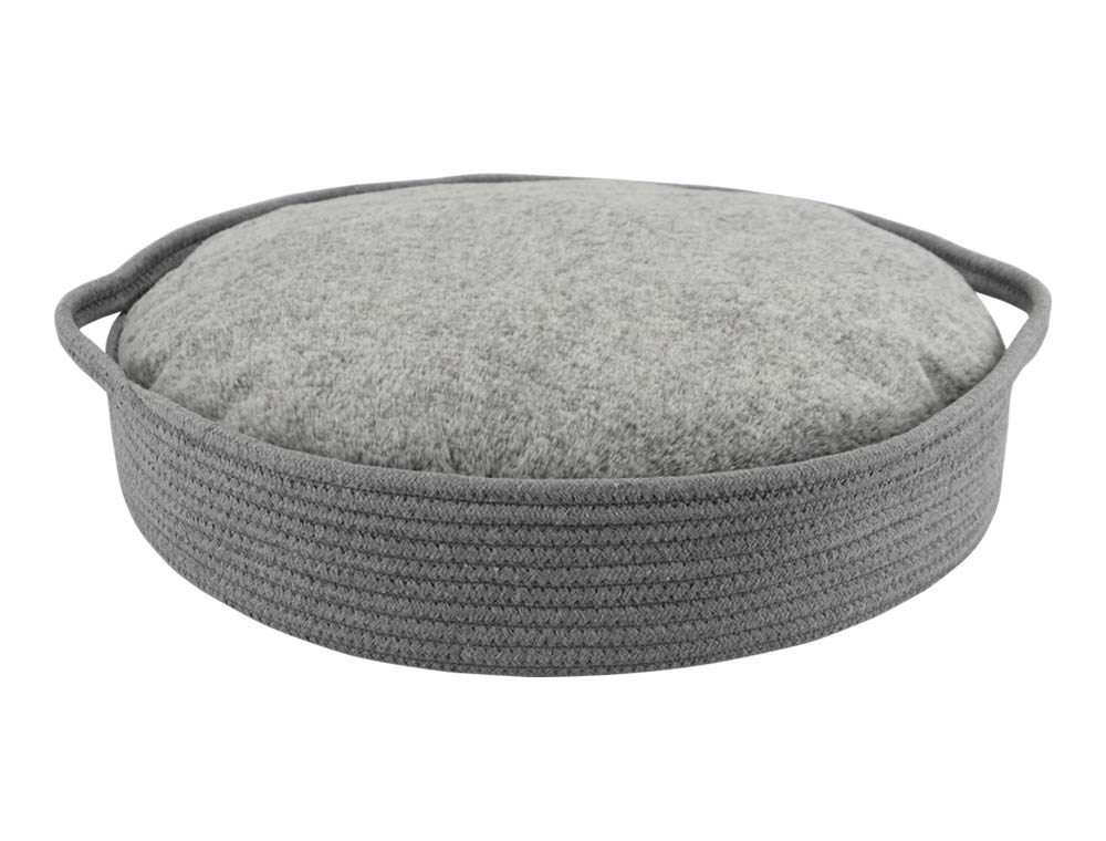 Nobby Basket with Plush Cushion Round Nola Grey Diameter 45 x 10 cm