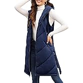 HEEKPEK Womens Puffer Vest Sleeveless Hooded Long Puffy Vests Zip Up Quilted Thick Winter Jackets Outerwear with Pockets