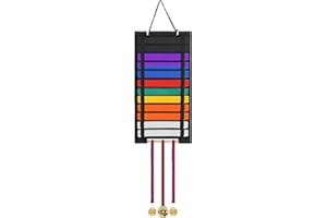 JuxYes 12 Belts Karate Belt Display Rack with Removable Wooden Bar, Felt Taekwondo Belt Display, Hanging Karate Belt Display 