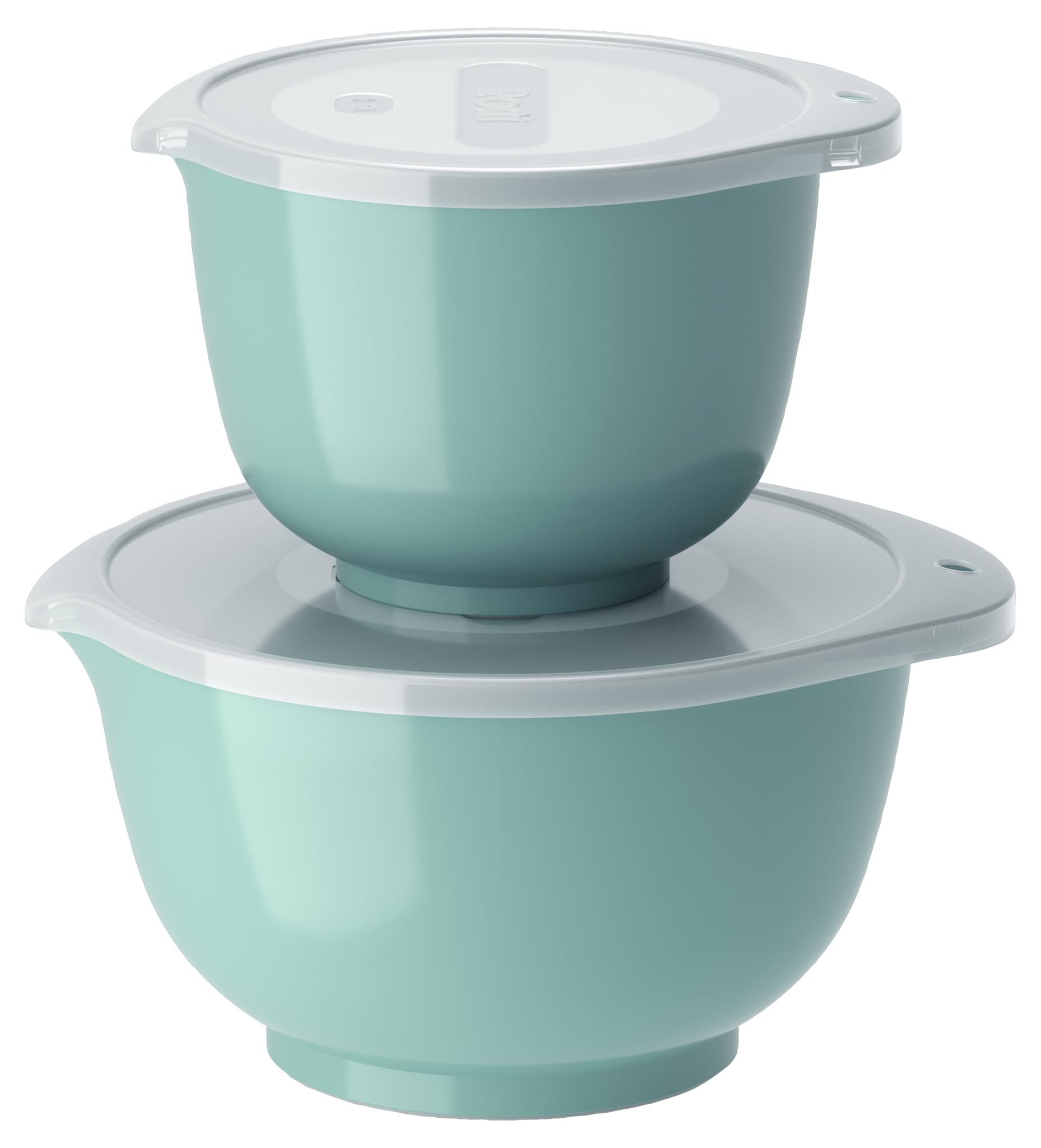 Rosti Margrethe Bowl Set, Mixing Bowl Set, 4-Piece with 2 Mixing Bowls and 2 Lids, Dough Bowl Made of Recyclable Plastic, 1.5 Litres and 3 Litres, Nordic Green (Green)