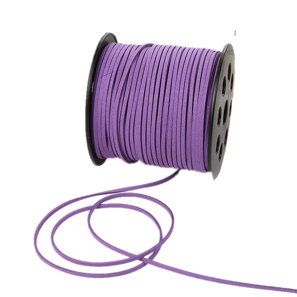 91 Meters Faux Suede Lace String Soft Beading Cord Thread Velvet Ribbons for Bracelet Necklace Bohe Headress Jewelry Making Dream Catchers Gift Wrapping Supplies(Purple)