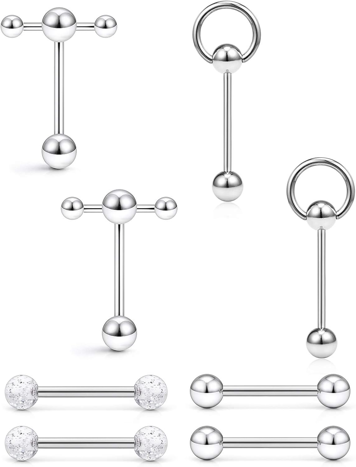 Prjndjw 14G Tongue Rings Door Knocker Tongue Ring 316L