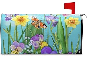 WIHVE Mailbox Cover Magnetic Spring Flower Dragonfly Mail Wraps Cover Magnetic 18 x 21 Inch