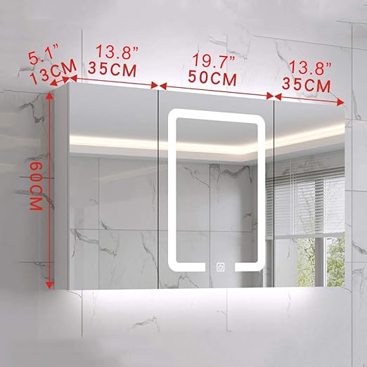Amazon Com Led Medicine Cabinet 24 Inch X 36 Inch Recessed Or Surface Mount Mirror Cabinet W Dimmer Defogger Home Kitchen