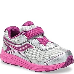 Saucony Ride 10 Jr Running Shoe, Silver/Pink, 4 US