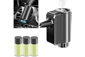 ENTTGO Smart Car Air Freshener,2024 New Automatic Car Air Diffuser&Freshener Three Adjusts,Intelligent Car Aroma Fresheners Diffuser Metal Case/Rechargeable(3bottle x10ml Essential Cologne included)