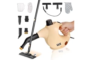 KeLDE Pressurized Steam Cleaner With Extension, 12 Accessories 1300w Handheld Natural Steamer Mop For Home Cleaning, Grout, Sofa, Carpet, Car and Kitchen