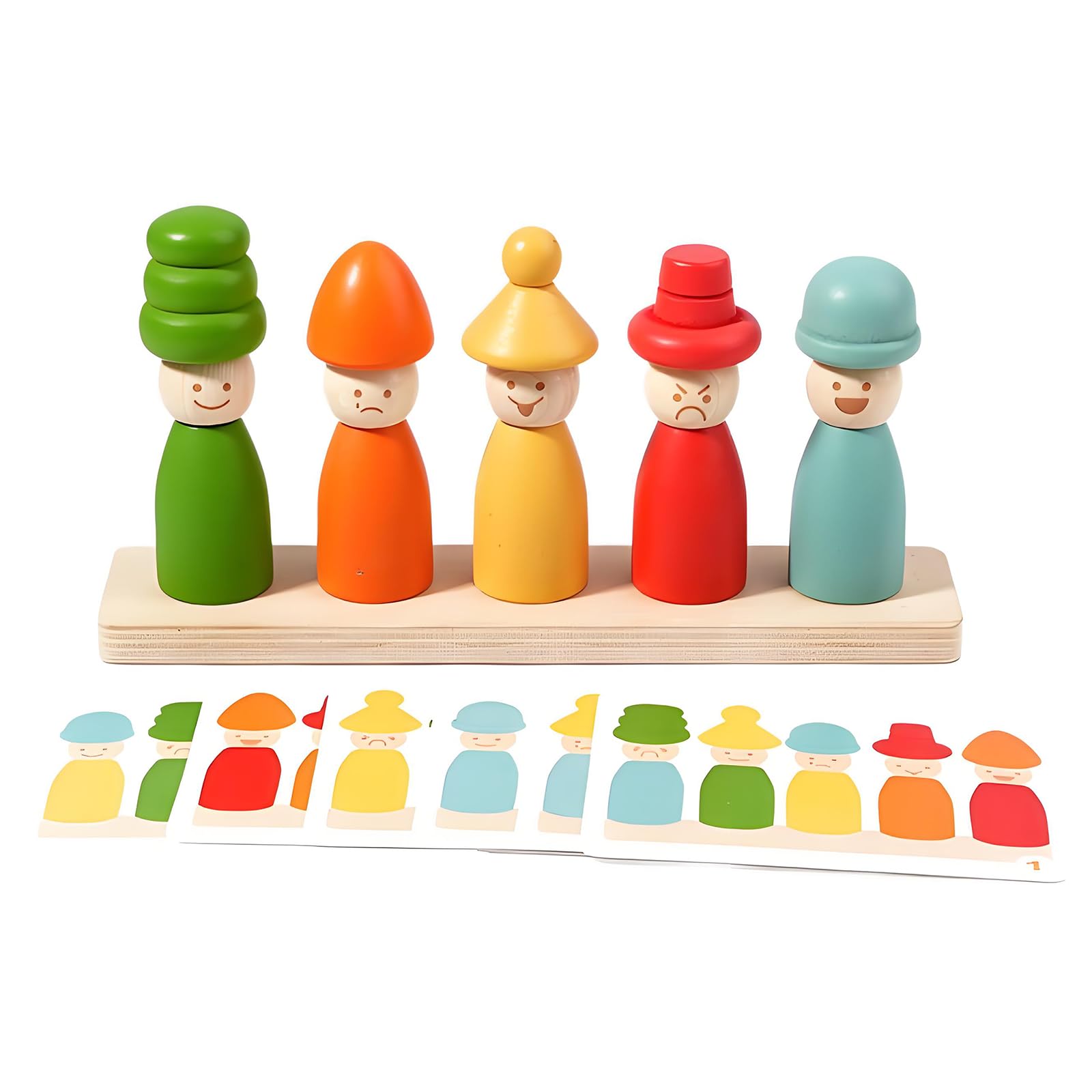 Lokorus Montessori Rainbow Stacking Figurine Matching Toys for Kids,Color Sorting Puzzle for Toddlers,Educational Gaming Stacker