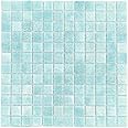 Tenedos Blue Recycled Glass Mosaic Tile Square 7/8 Inch Pattern for Kitchen Backsplash, Swimming Pool Tile, Bathroom Wall, Accent Wall (Not Peel and Stick Tile) (Mint Blue, Box of 10 Sheets)