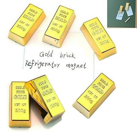 Imanes de nevera de 6 piezas con barra dorada, falsos, de papel ...