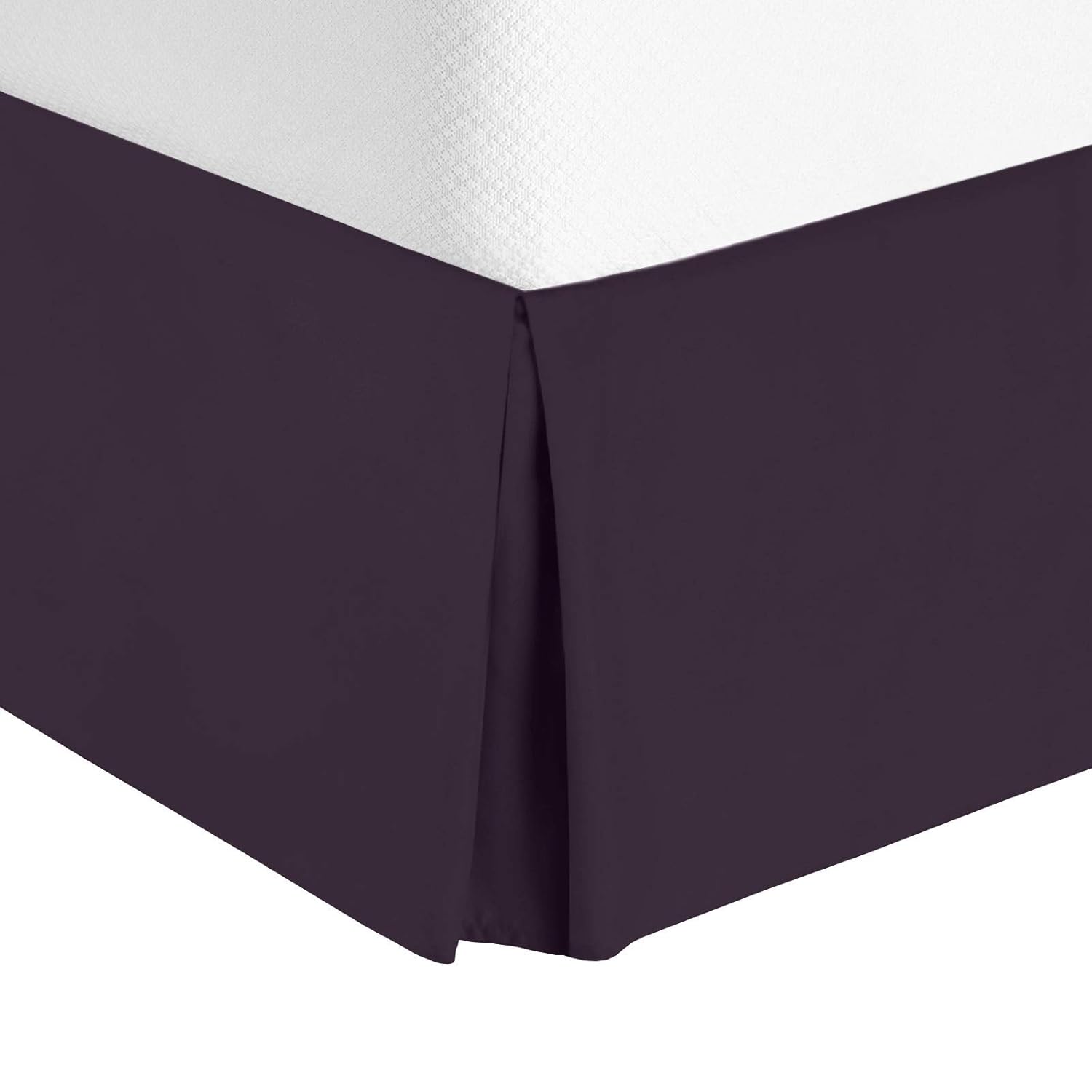 Nestl Bedding Pleated Bed Skirt - Luxury Microfiber Dust Ruffle - Sleek Modern Bed Skirt - 14” Tailored Drop, Queen, Eggplant