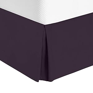 Nestl Bedding Pleated Bed Skirt - Luxury Microfiber Dust Ruffle - Sleek Modern Bed Skirt - 14” Tailored Drop, Queen, Eggplant