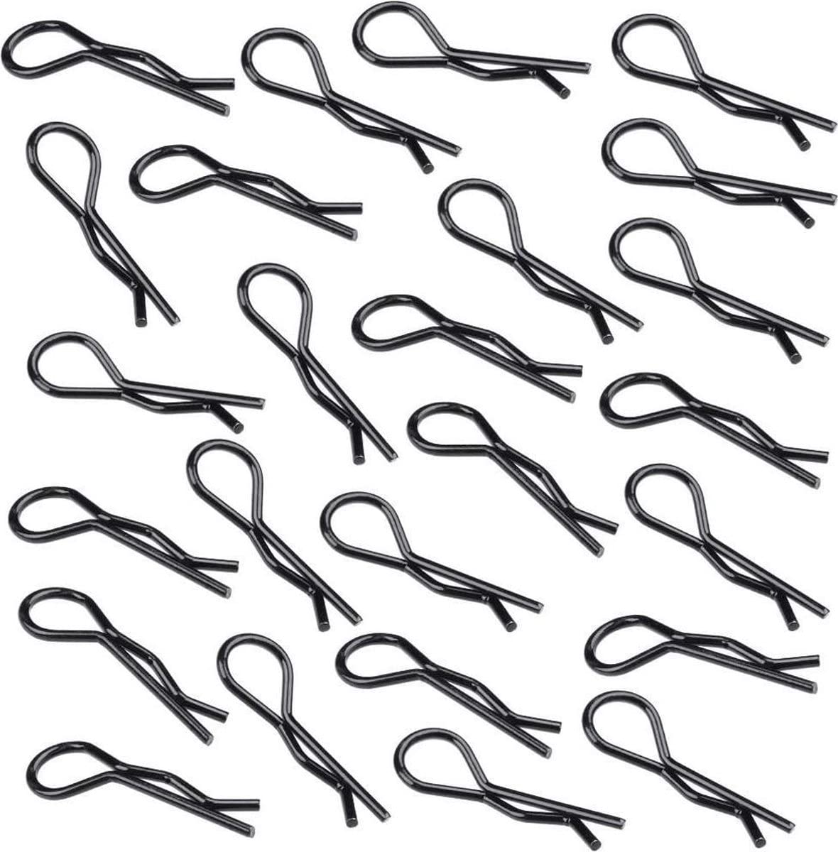 MMOBIEL 100 Pcs Universal RC Body Clips Flat R-Pins for 1/10th 1/12th Parts for RC Car / Off Road Buggy / Truck Shell Parts Black
