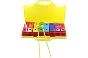 8 Note Chromatic Xylophone Glockenspiel Resonator Bells with Green Case, Multi Tones, Great Materials for Clear Sound