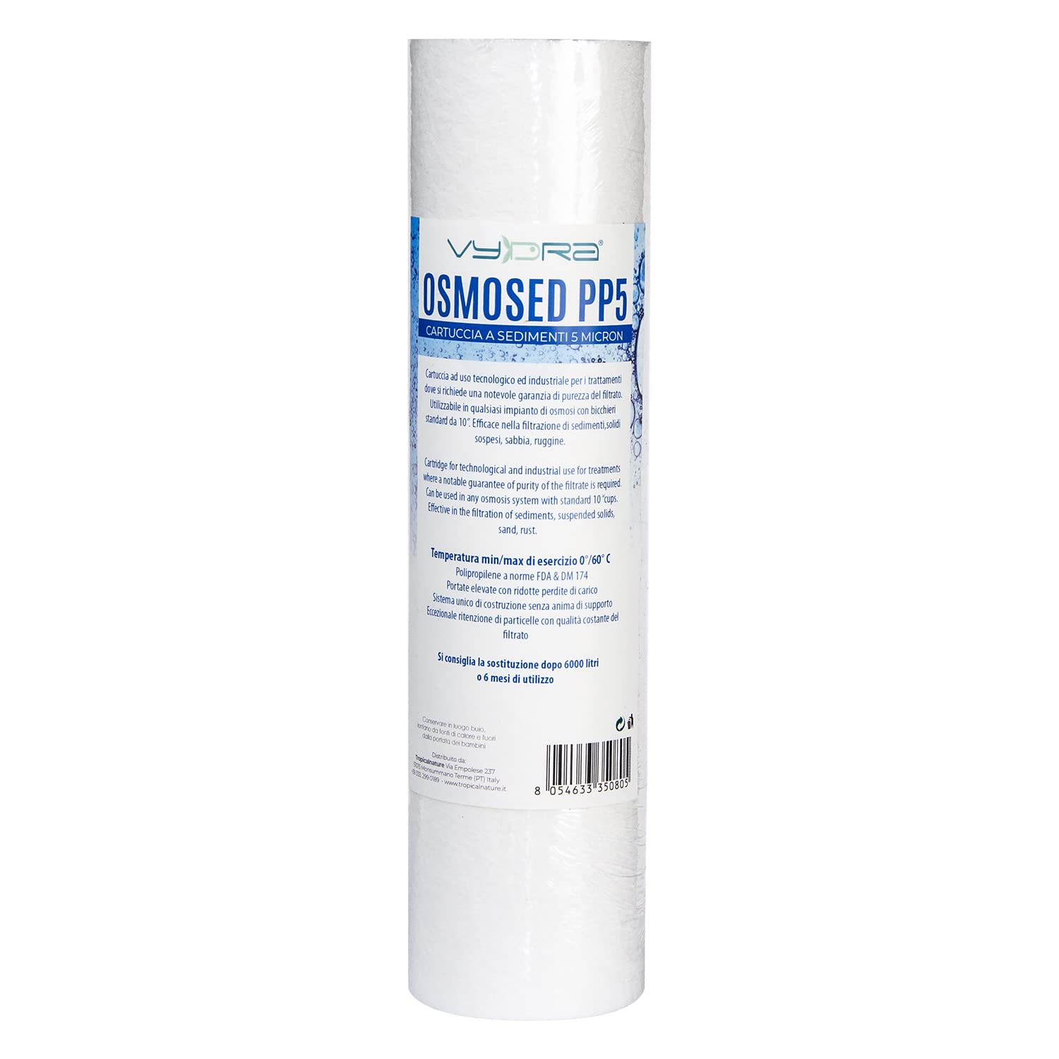 VYDRA Osmosed Reverse Osmosis Glass Sediment Cartridge (PP5 Micron)