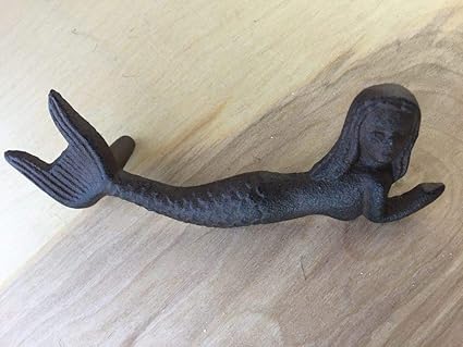 2 Cast Iron Nautical Mermaid Style Drawer Pull Door Handles Beach