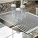 iPEGTOP Roll Up Dish Drying Rack with 304 Stainless Steel Plates Holder Pot Lid Organizer, Over The Sink Kitchen Foldable Multipurpose Dish Drainer Rack for Fruits Vegetable,16.9