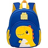 ROOK GEAR Lightweight and breathable children's dinosaur schoolbag, made of SBR diving fabric, suitable for kindergarten backpacks (blue, Large)