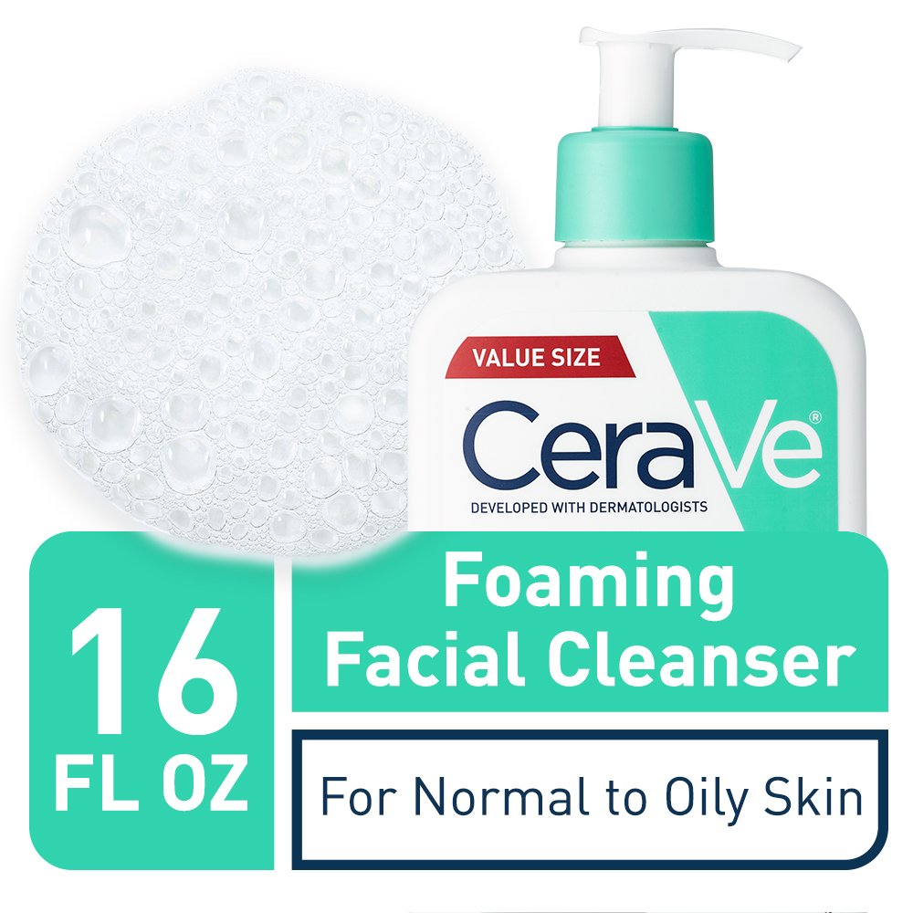 CeraVe Foaming Facial Cleanser Makeup Remover and Daily Face Wash for Oily Skin 16 Fluid