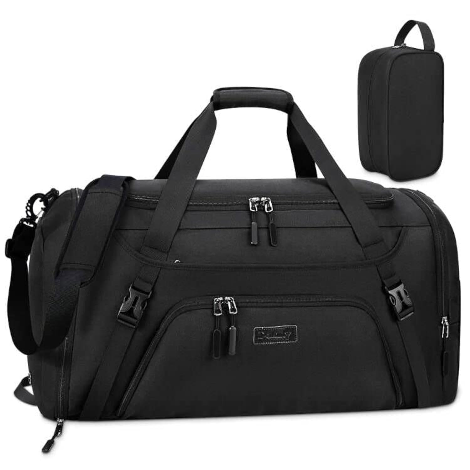 Gym Duffle Bag for Women Men 40L Waterproof Sports Travel Duffel Bags with Shoe Compartment,Wet Pocket Large Weekender Overnight with Toiletry Bag,Black