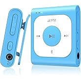 AGPTEK 64GB Clip MP3 Player with Bluetooth, A53PL Portable Music Player with FM Radio, Shuffle, No Phone Needed, for Sports (Blue)