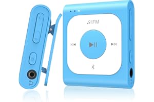 AGPTEK 64GB Clip MP3 Player with Bluetooth, A53PL Portable Music Player with FM Radio, Shuffle, No Phone Needed, for Sports,(