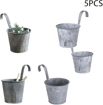 Wright 5pc Pot De Fleur Suspendus Suspendre En Metal Pots Fleurs Balcon Pot De Fleurs Pour Cloture De Jardin Balcon Decoration Amazon Fr Jardin
