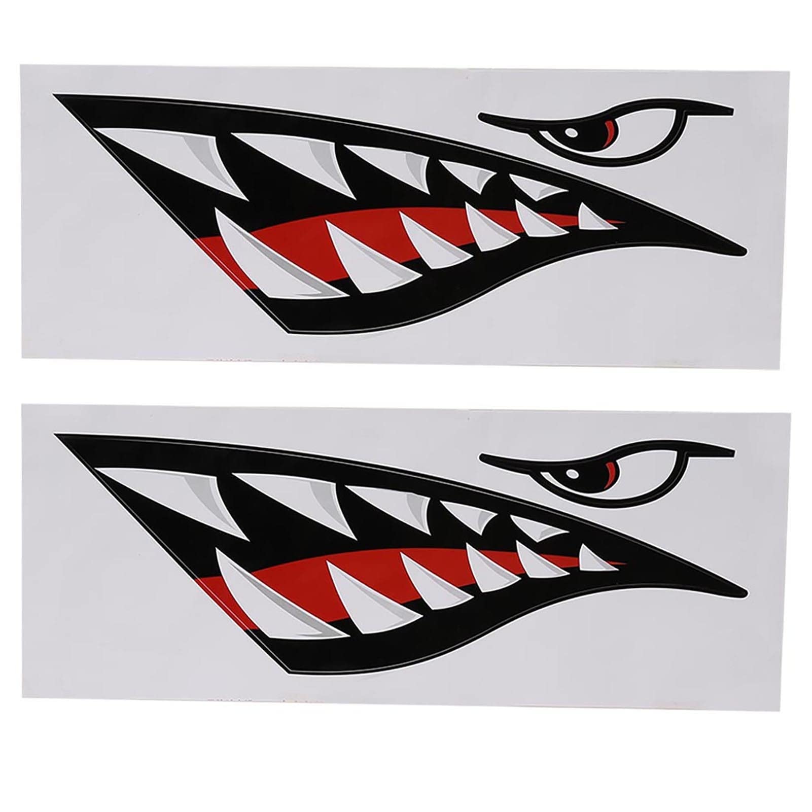 Shark Teeth Mouth Stickers, 2pcs Waterproof Non-Toxic DIY Funny Shark Teeth Mouth Sticker Decal, for Kayak, Canoe, Fishing Boat, Dinghy Decoration Water Sports