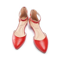 Cusolemore Red Flat Shoes for Women, Comfortable