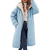 Yusongirl Womens Winter Long Coats Trendy Puffer Jacket Sherpa Fleece Lined Down Coat Long Sleeve Parka Oversized with Hood