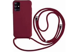 2ndSpring Case with Necklace Compatible with Samsung Galaxy A71 4G, Neck Strap Rope Pendant Cover, Soft Silicone Red