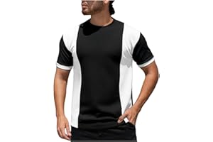 Lxfasshor Men's Crewneck Shirts Color Block Casual Loose Fit Tee Tops Plus Size Lightweight Blouses 2026