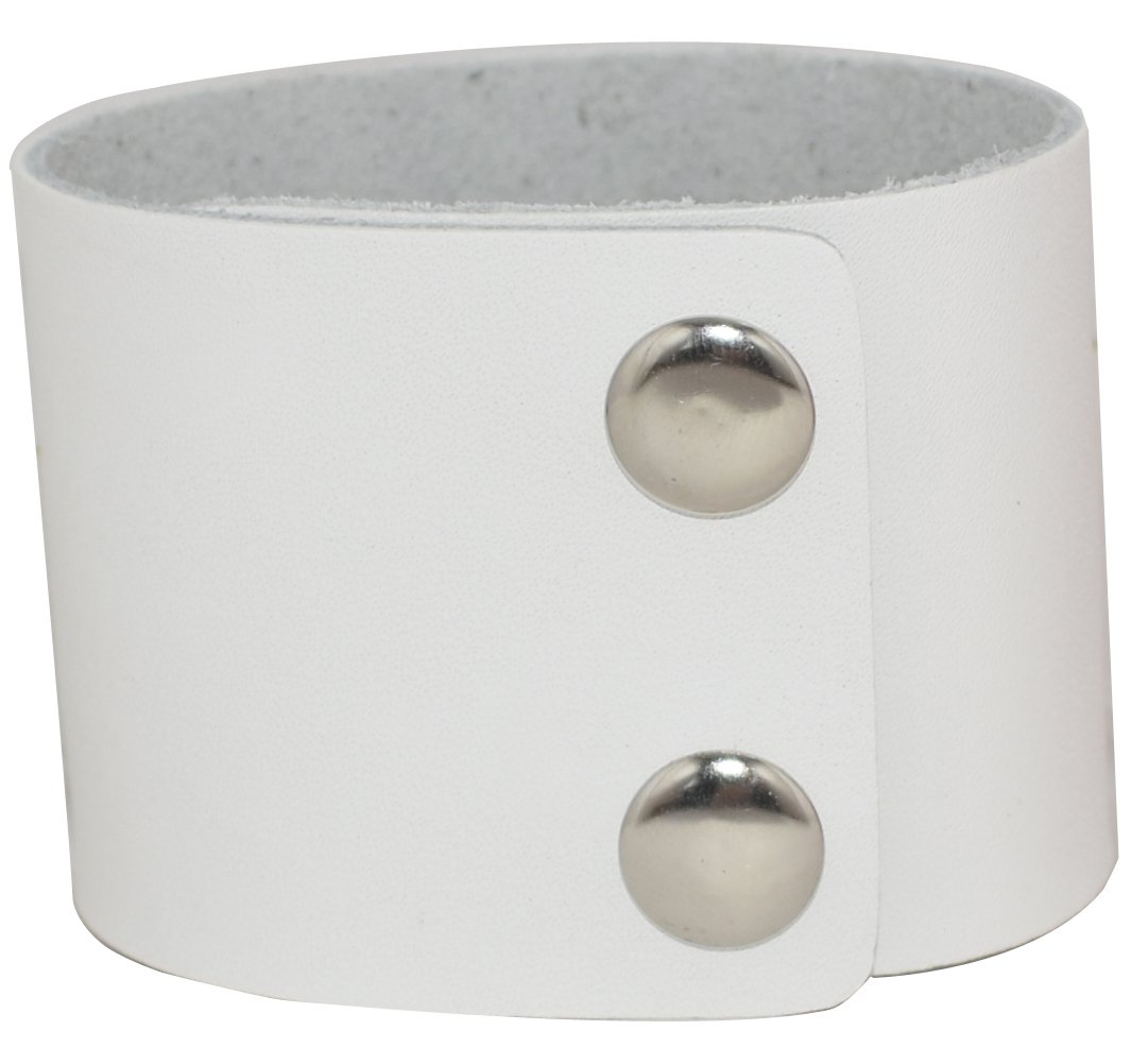 AZYOUNGMen's Black Brown White 5cm Wide Leather Bracelet Two Rows of Buckles Wristband Cuff Bangle,Length:23cm