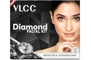 VLCC Party Diamond Facial Kit - Single Use | Salon Like Facial at Home in Just 6-Steps | Includes Cleanser, Scrub, Cream, Face Pack & Moisturizing Gels | 2.12 Oz/60g
