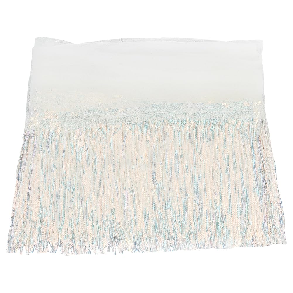 MAYJOYDIY 9.1m Colorful Sequin Sewing Fringe Trim 33cm Wide Sparkling Sequins Lace Tassel Fringe Trim with Leaf Shape Embellishment for Latin Dance Stage Costume Dress Sewing Crafts Party Decors