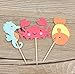 Yunko Set of 24 Sea Creature Cake Cupcake Decorative Cupcake Topper for Kids Birthday Party Themed Party Baby Shower