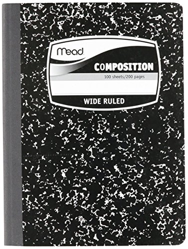 MEA09910 – Sewn Black Marble Cover Composition Book with Wide Rule 11/32, 100 Sheet, Media Size: 7.5″ x 9.75″