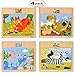 CCLIFE Wooden Jigsaw Puzzles Set for Kids 2-5 Years 12 Piece Colorful Wooden Educational Animal(4 Puzzles)