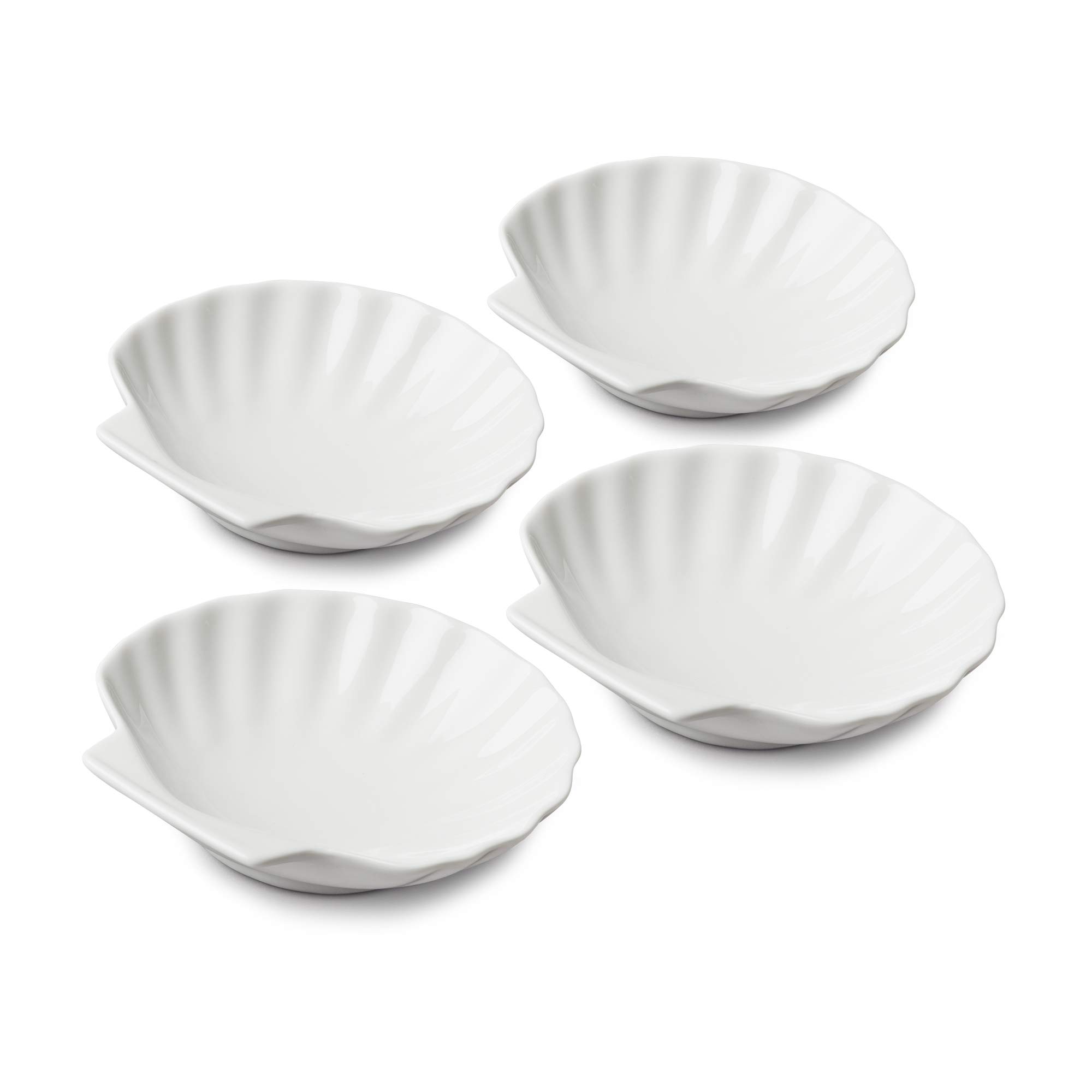 WM Bartleet & Sons 1750 TSET111 Traditional Porcelain Set of 4 Shell Design Serving Dishes 12cm – White