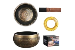 ARCHRUSX Tibetan Singing Bowls Set~ Meditation Sound Bowl hand Hammered in Nepal For Yoga, Meditation, Mindfulness, Healing & Chakra balancing~ (brown, 4.5 inch)